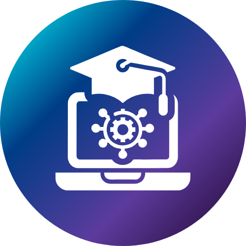 Icon of computer with graduation cap on top